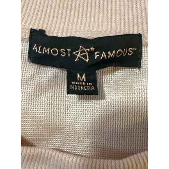 Almost Famous Faux Fur Crewneck Sweater – Blush Pink Plush Pullover Size M Poly - Picture 3 of 6